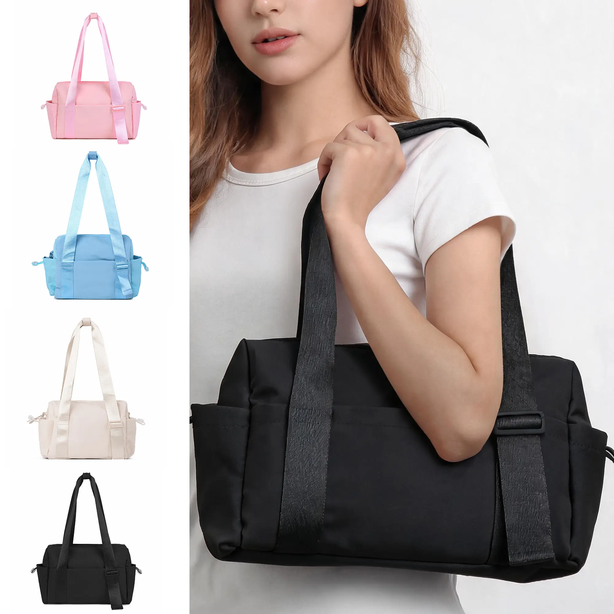 Waterproof Nylon Small Fitness Bag, Adjustable Shoulder Strap, Wet Compartment, Reinforced Stitching, Workout Pack, Small Gym Bag, Sports Accessory