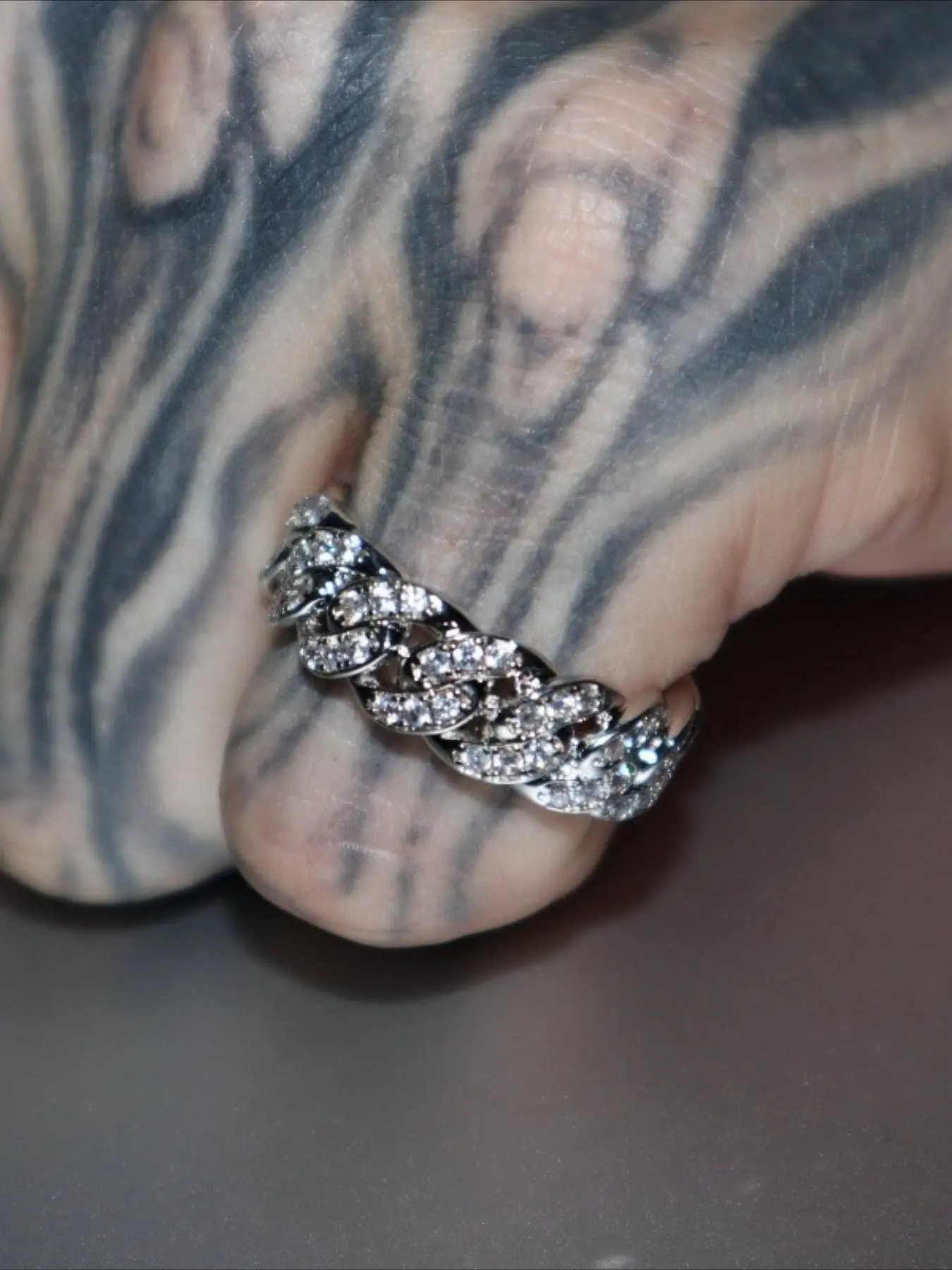 Cubic Zirconia Ring From Cuba Cuban Chain Ring Casual Ring Linked Men's Trendy Hip-hop Jewelry, Jewelry Rings, Exquisite Gift for Family and Friends Suitable for Both Men and Women Daily Vacation Music Festival Party, Gift for Her