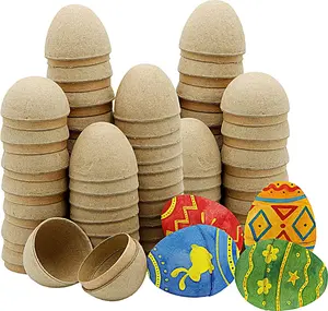 4E's Novelty DIY Paper Mache Easter Eggs to Paint 24 Pack – Paintable & Fillable Blank Craft Eggs for Kids & Adults, Easter Crafts DIY