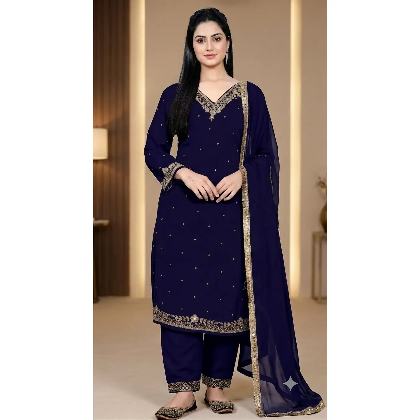 Georgette Real Handwork Kurta Set with Dupatta