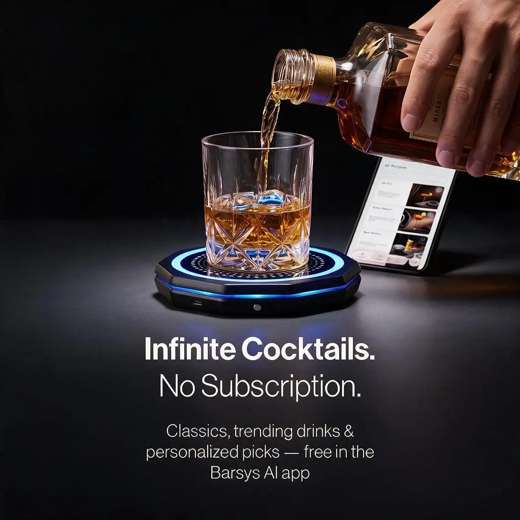 Smart Coaster 2.0 - App-Controlled Portable Automatic Cocktail Maker & Drink Mixer, Kitchen Coaster with 1000+ Cocktail & Mocktail Recipes