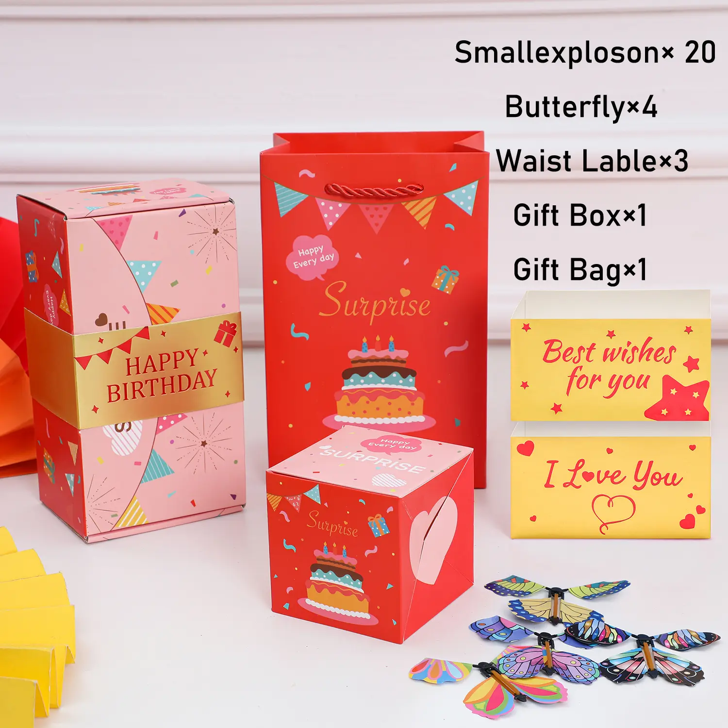 Red 20 bounces+4artificial butterfly+3waist label