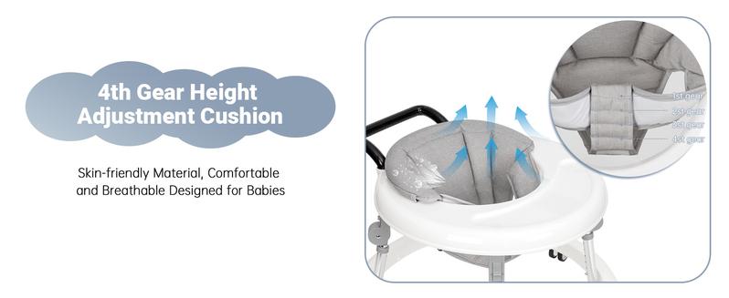 9 adjustable  Foldable baby walker | Multi-functional activity center for 7-18 months baby | Smooth wheels for easy movement! Floorwalker Infant Seat