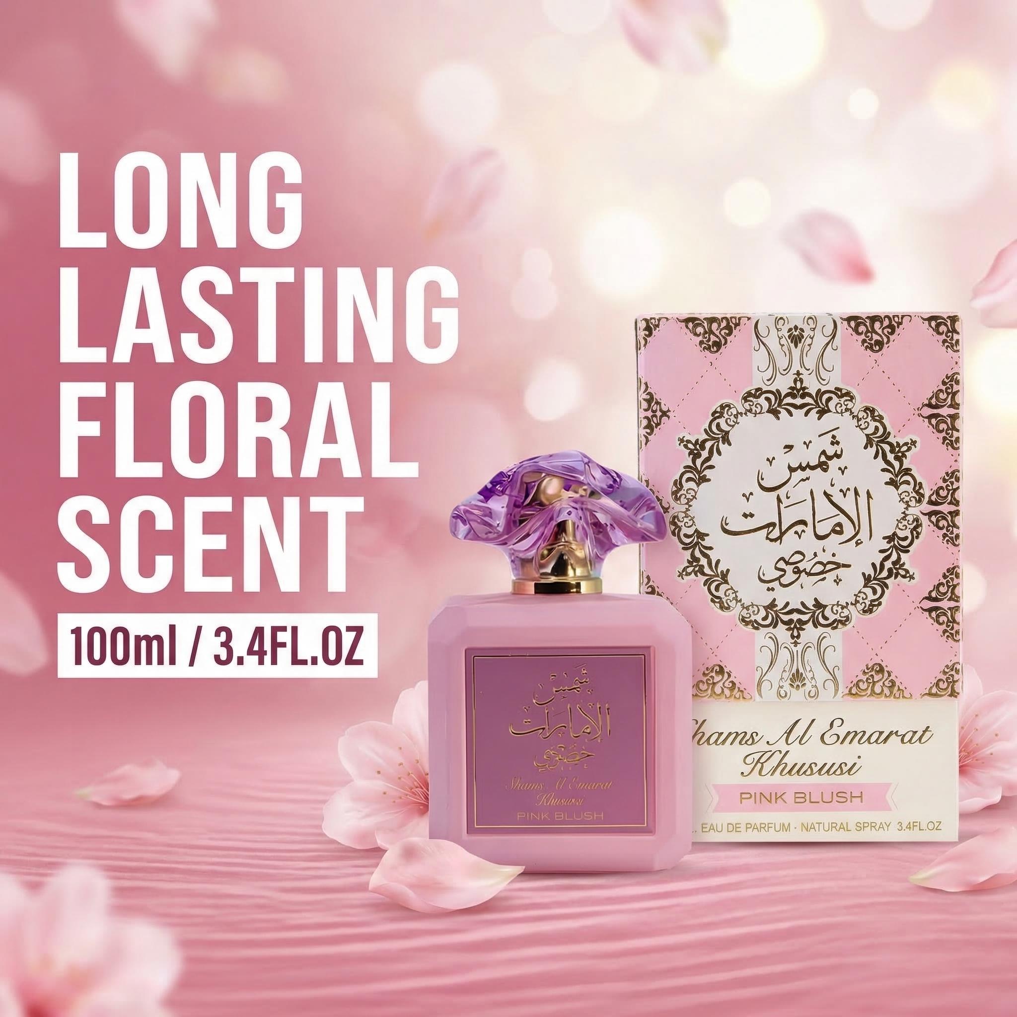Pink Blush Shams Al Emarat Eau de Parfum 100ml (3.4 oz) by Ard Al Zaafaran – Pink Perfume, Women’s Perfume, Long Lasting Fragrance Pink Blush Shams Al Emarat Eau de Parfum 100ml (3.4 oz) by Ard Al Zaafaran – Pink Perfume, Women’s Perfume, Long Lasting Fragrance