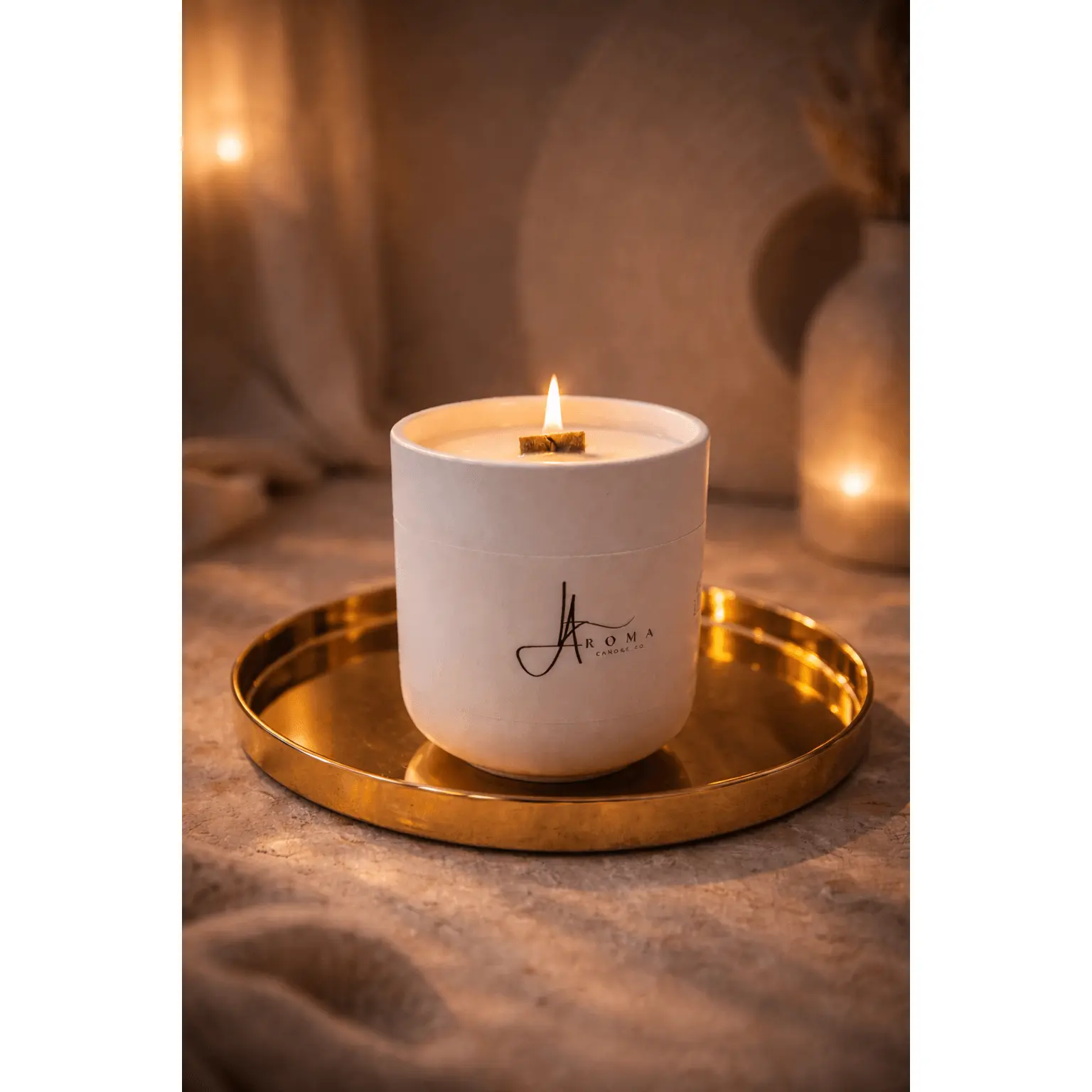 Mulher 16oz Soy Candle Peony Musk Amber Peach Scented Clean-Burning 50+ Hours Burn Time Hand-Poured Natural Wax