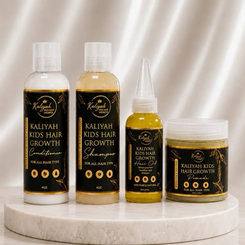 Kaliyah Kids Hair Growth Mini Sets of 4 , 4 oz Shampoo & Conditioner 4 oz Pomade , 2 oz Hair Growth Oil
