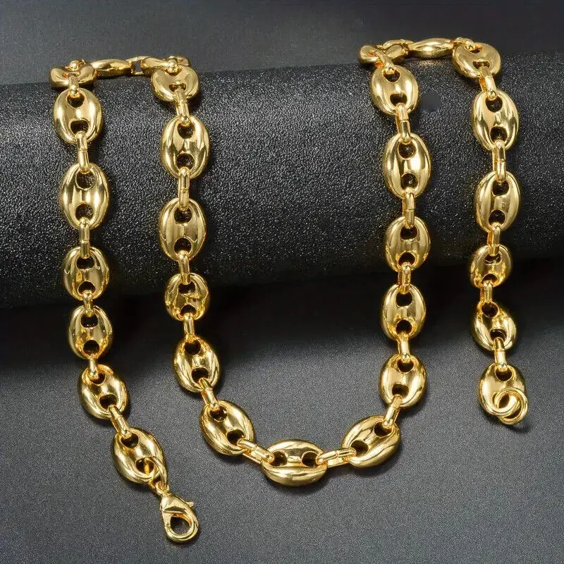 MaxBling81 Brass 7mm Puffed Mariner Chain Necklace, 18"-36" Adjustable Unisex Hip Hop Costume Jewelry, Chains for Women, Mariner Chain Necklaces