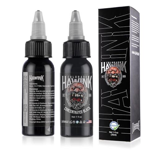HAWINK Black Tattoo Ink 1 oz (30ml) Vegan-Friendly USA Standard Pigment Tattoo Supplies Concentrated Black TI203-30-002