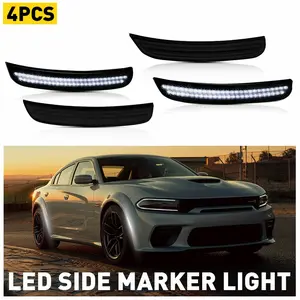 AUTOONE LED Side Marker Lights White for Dodge Charger 2015-2021, Smoked Lens Front & Rear Bumper Lights, High Brightness, IP67 Waterproof, Easy Install, OEM Compatible, 4PCS