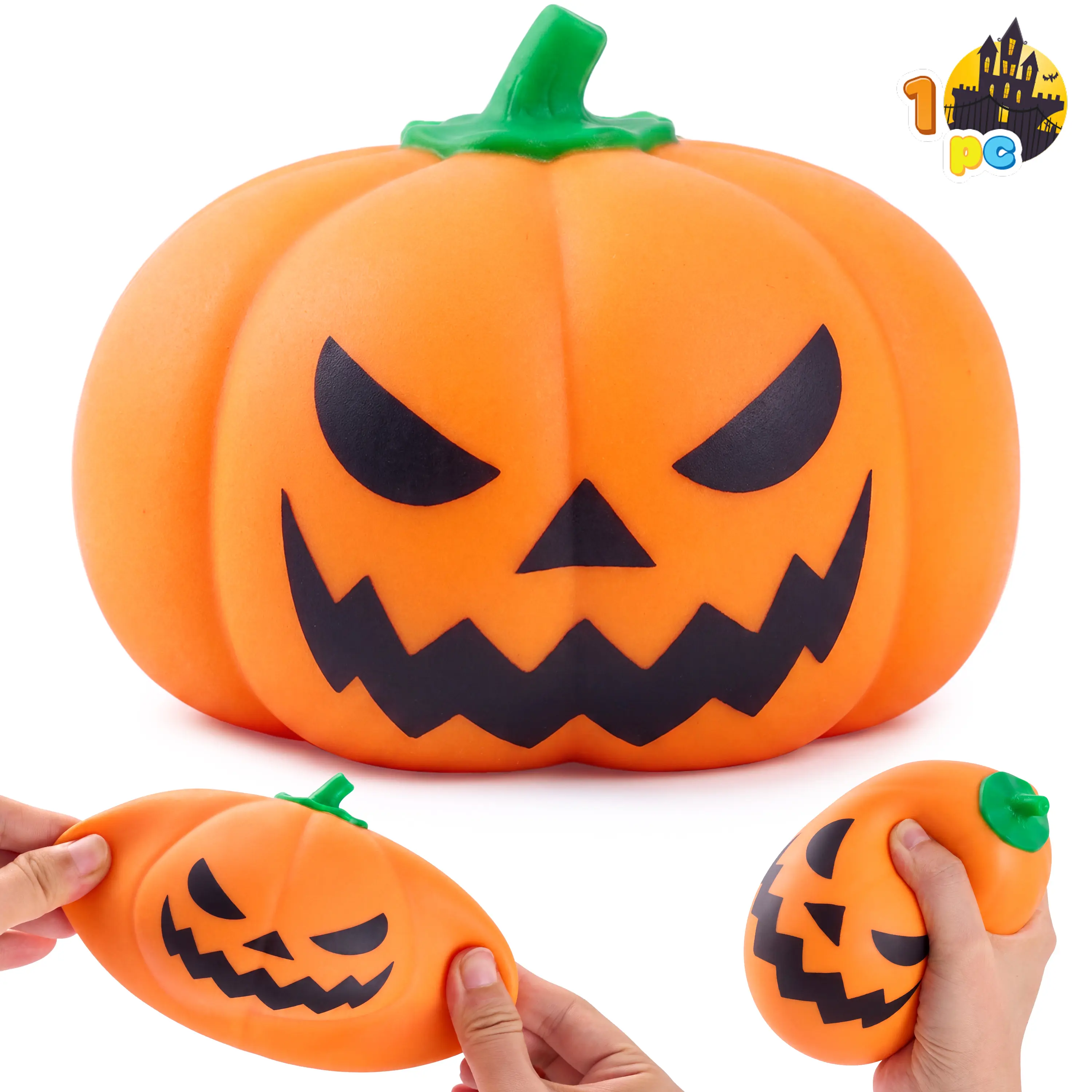 JOYIN Jumbo Pumpkin Stress Relief Toy, Squeeze Halloween Pumpkin Stress Balls, Slow Rising Squishy Fidget Sensory Toy, Soft Squeeze Decompression Dough Gift for Adults and Girls Boys, Birthday Gifts, Office Desk Decompression Toy, Halloween Party Favors