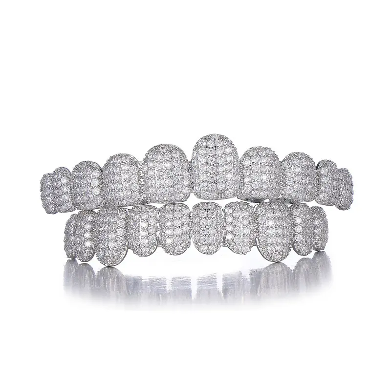 Hip-hop braces with diamond accessories, 10-tooth HIPHOP copper inlaid with zirconium, full-diamond braces jewelry