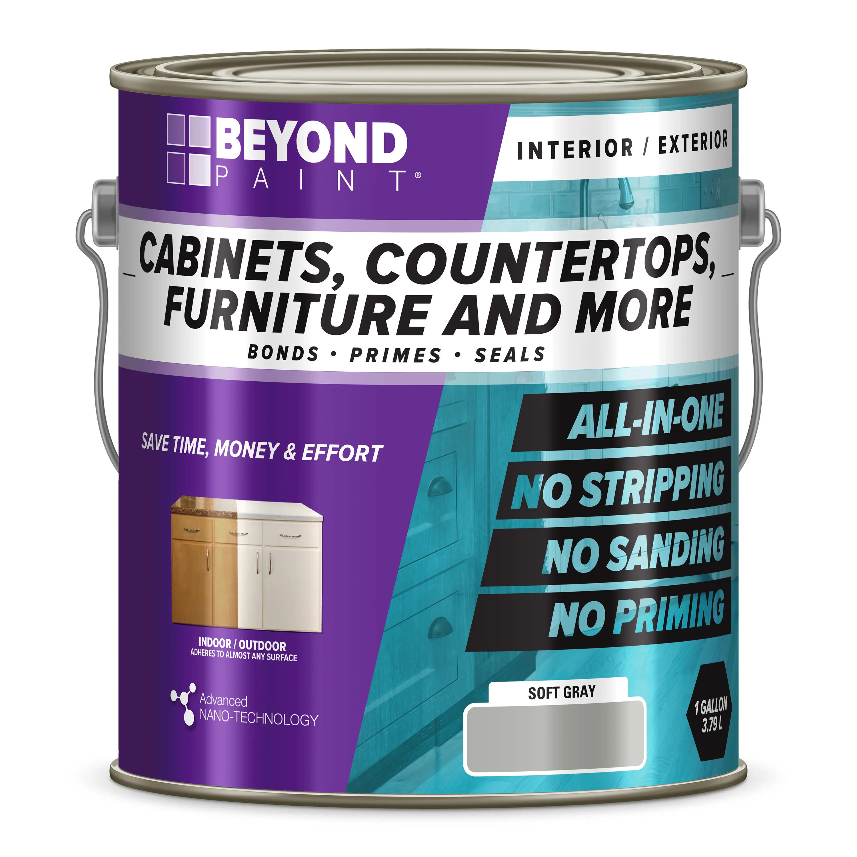 Beyond Paint All-In-One Soft Gray Refinishing Paint for Cabinets, Countertops, Furniture, and more