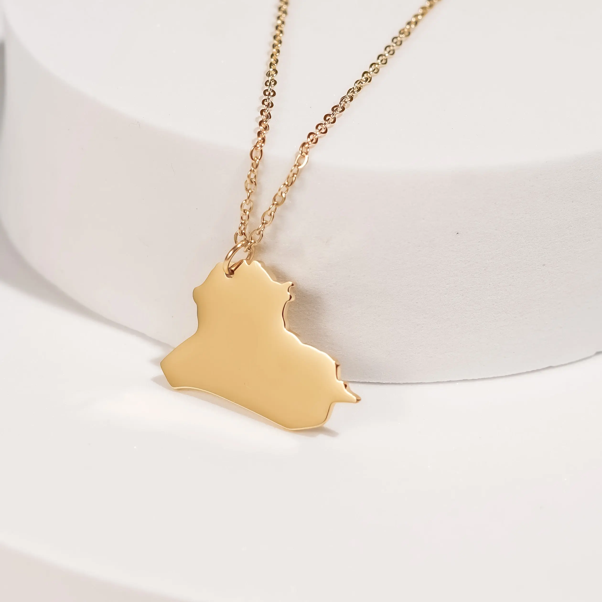 Iraq Map Pendant Necklace | Gold