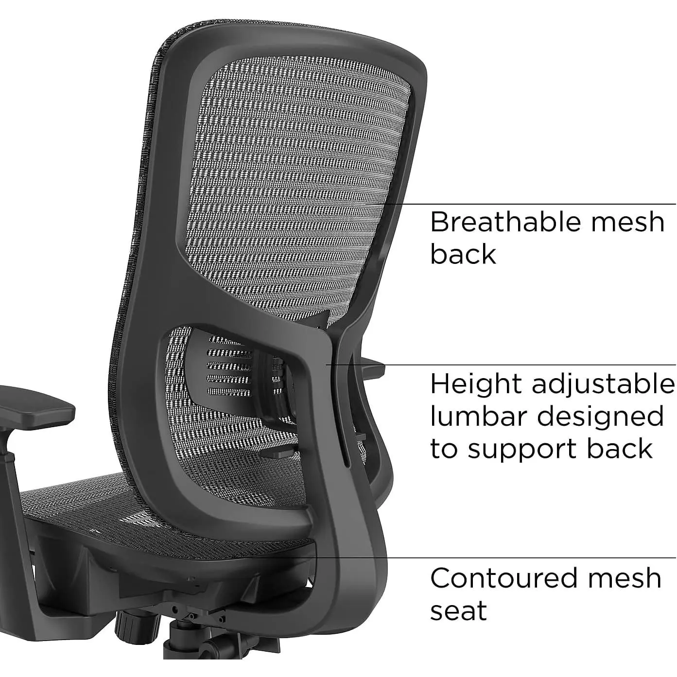STAPLES Kroy Ergonomic Office Desk Chair, Breathable Mesh Swivel Seat & Back, Adjustable Height, Lumbar Support, Black