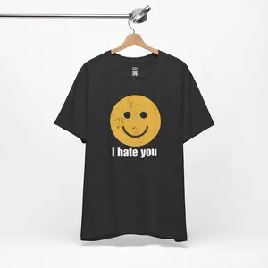I Hate You Smiley Face T-Shirt, Cute Bipolar T Shirt for Men Women, Harry Styles Fan Gift, SNL Humor Graphic Tee, Ironic Mental Health Shirt