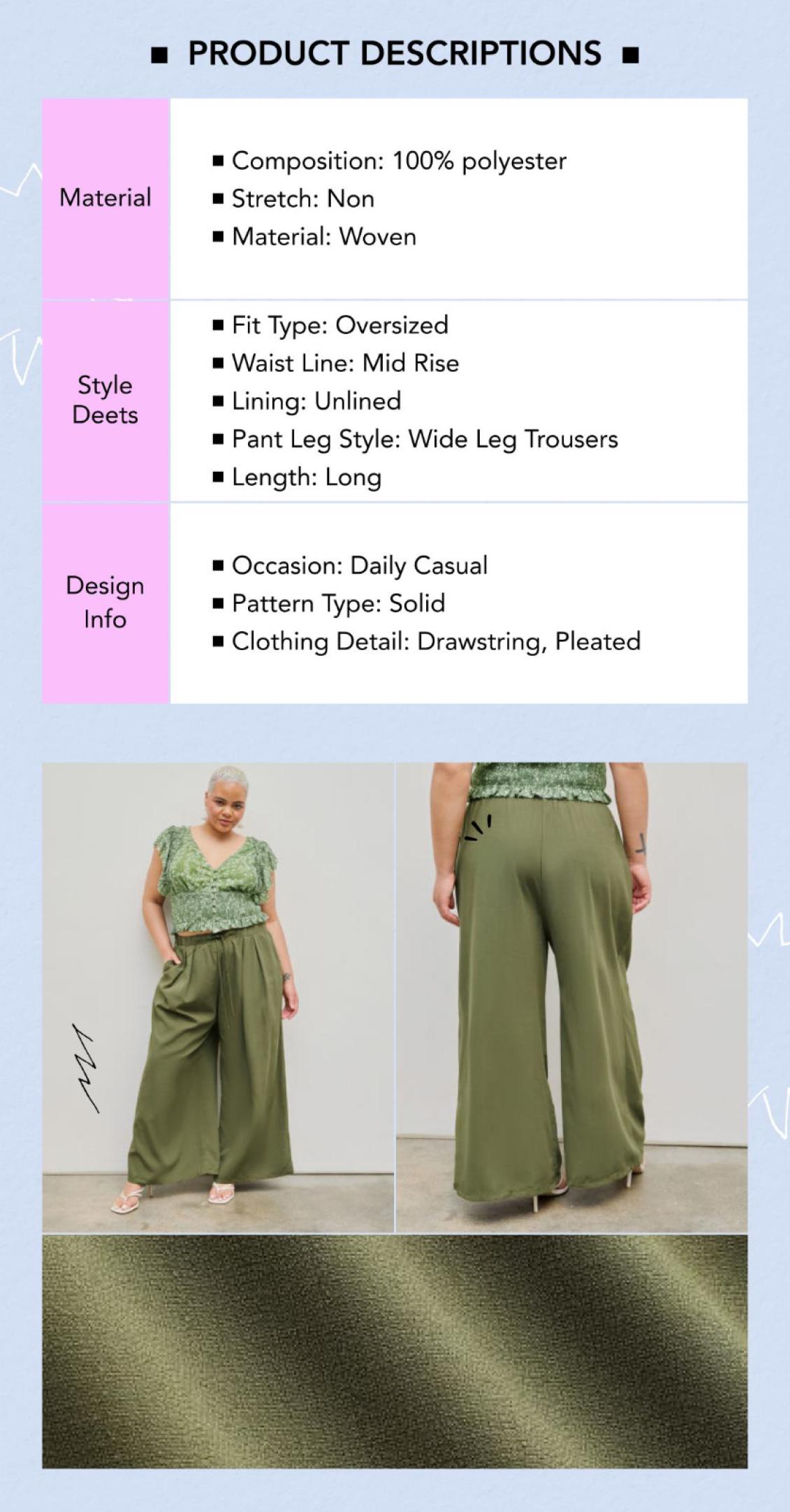 Cider [7 colors, size 0-26] Drawstring Flowy Wide Leg Pants