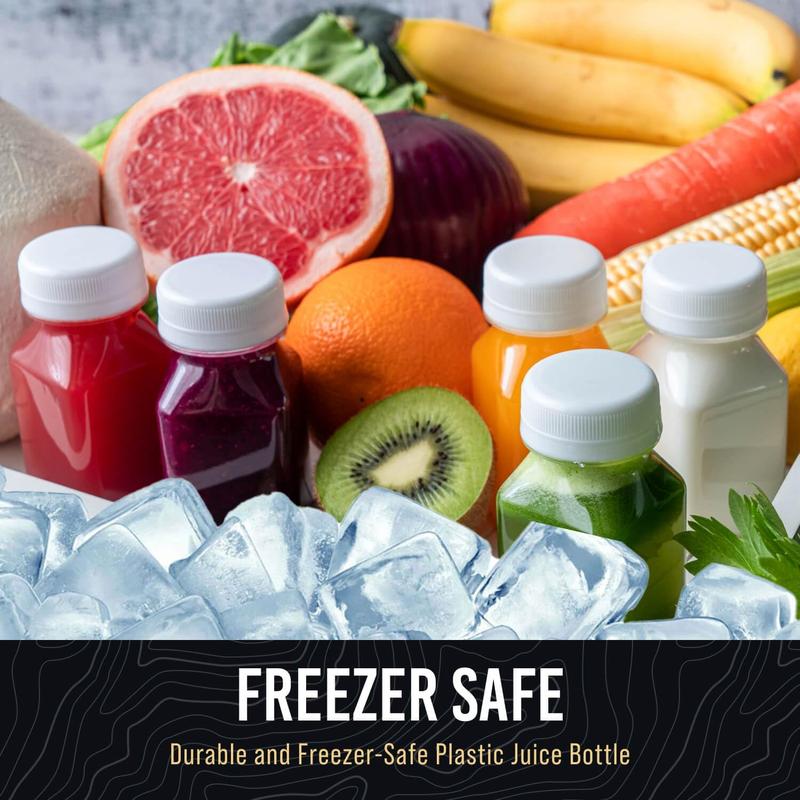 Liquid small plastic bottle - ginger juice water bottle with lid, healthy juice water bottle - refrigerator safe, leak proof, food grade 4 oz water bottle -8 packs.