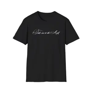 Take me to the mall | Elegant Handwritten Phrase, Minimal Black Tee