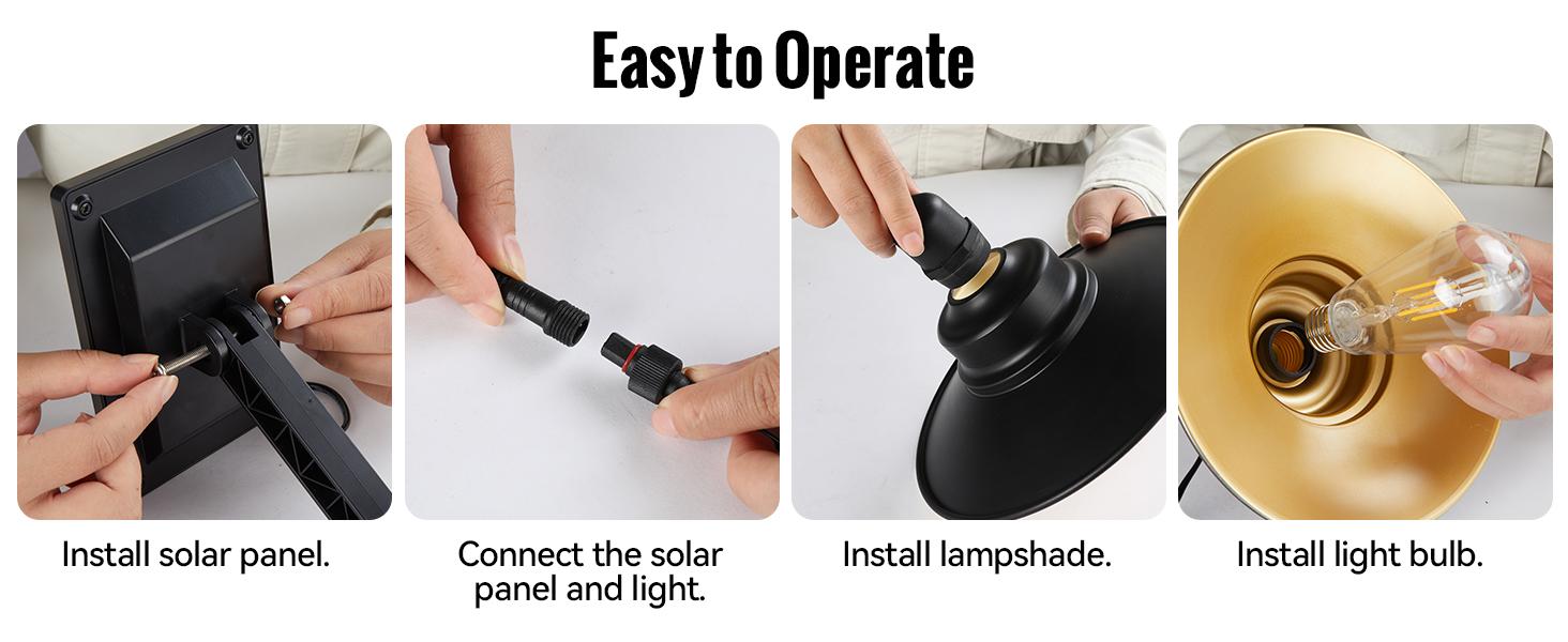 FabStyl Solar Pendant Light Indoor Outdoor, Solar Shed Light IP65 Waterproof Metal Powered Solar Chandelier, Gazebo Lights with Pull Cord for Garden, Chicken Coop, Gazebo, Barn, 2-Level Dimmable Warm White