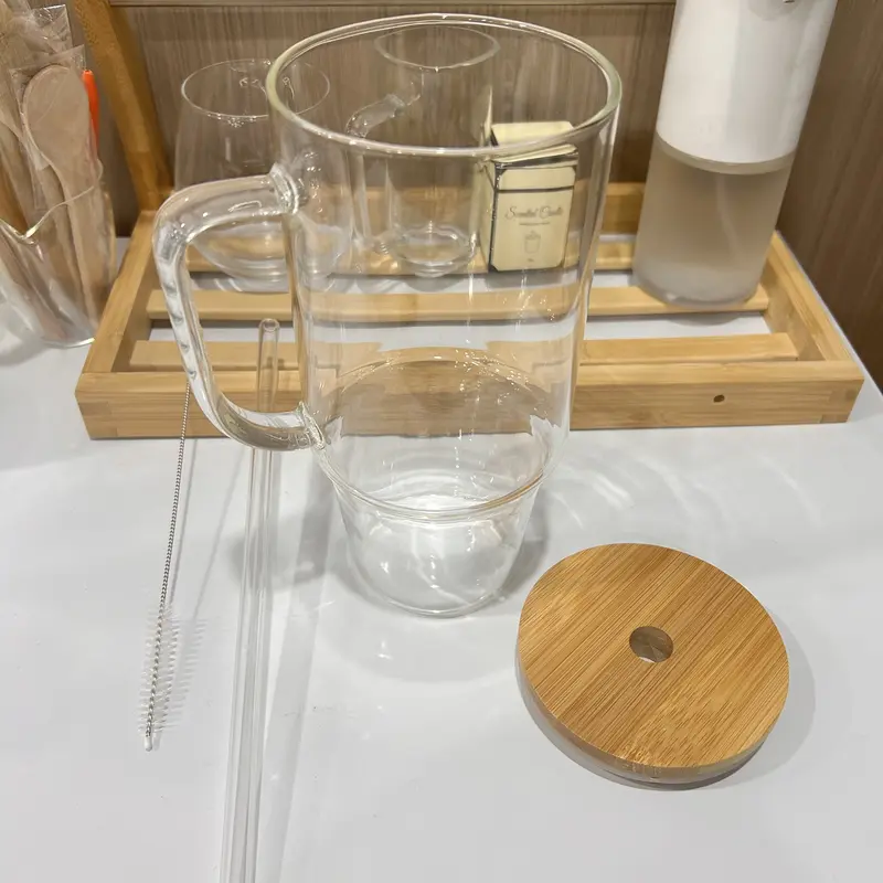 Product Introduction of Halloween Giftting -40 oz Glass Tumbler with Handle, Glass Cups with Lids and Straws, Bamboo Wide Mouth Fits in Car Holder Reusable Iced Coffee Cup Bottle Drinkware, Gifts Back to School, Dorm, Study, Work & Home Essential Glassware, Study Buddy Glass Mug 9