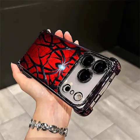 iPhone18/17/16/15/14/13/12/11 Xs Pro Max Plus Phone Case Luxury Electroplated Clear Drop Protection four corner anti Shockproof Protective Phone Case Cover Red
