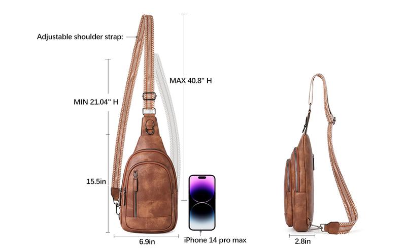 CLUCI HolidayHaul Leather Crossbody Bag Large  For Women Men Fanny Packs Chest Bag For Ipad Travel Hiking Cycling Outdoor Sports - Adjustable Multifunction Spacious Design For Essentials Shoulder Sling Bag For Men Crossbodybagwomen