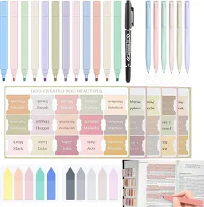 1 Set Bible Journaling Kit for Women & Men,Bible Study Supplies with 12 Highlighters,6 Pens,75 Laminated Tabs & Sticky Notes,Ideal for Note-taking School,Valentine's Day Gifts,DIY Hand Tools Kits