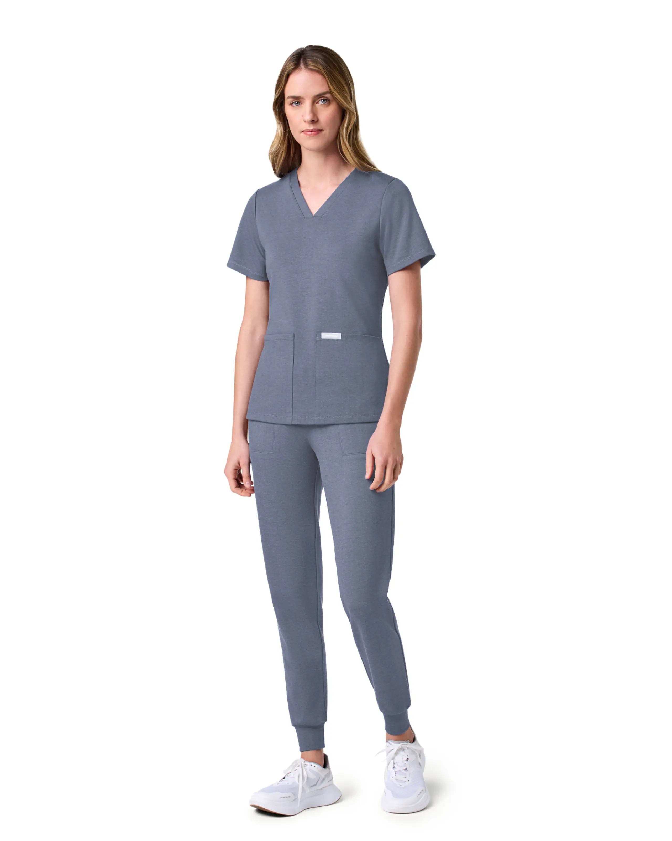 JAANUU Women's Scrubs Uniform Sets - Modern V-Neck Slim Style UltraSOFT Stretch Polyester-Cotton-Elastane Blend Workwear, 6 Functional Pockets, Adjustable Waist, Ergonomic Design, Machine Washable Comfortable Uniforms