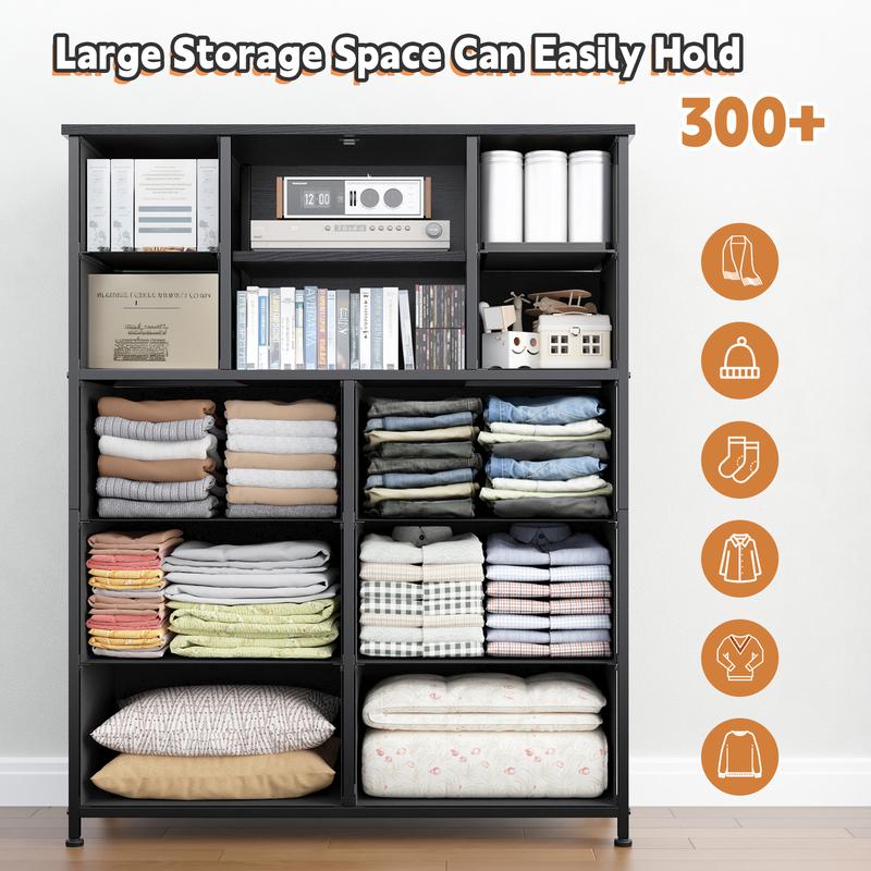 【Storage Cabinet】Raybee Heavy-Duty 10 Drawers Dresser for Bedroom,Thickened Board Material,Fabric Tall Dresser & Chests of Drawers with Metal Mesh Door,Organizer,drawerstorage in Cabinet,homedecor Furniture,easy assemble,38"W x 11.81"D x 48.1"H