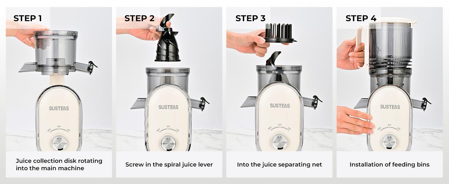 SUSTEAS Juicer Machines, Cold Press Juicer with 5.3'' Large Feed, Slow Masticating Machines Chute Fit Whole Vegetable And Fruit, High Juice Yield Juicer Easy to Clean SUSTEAS Juicer Machines, Cold Press Juicer with 5.3'' Large Feed, Slow Masticating Machines Chute Fit Whole Vegetable And Fruit, High Juice Yield Juicer Easy to Clean