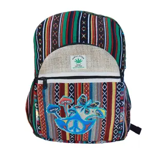 Magic Mushroom Himalayan Hemp Bag Multi Pocket Casual Backpack 18-20L