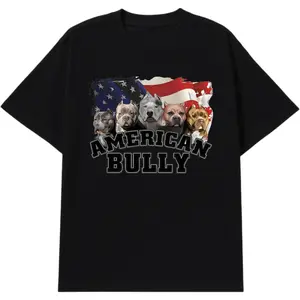 Stylish Plus Size Men's T-Shirt with American Bully Print - Casual, Comfortable Polyester, Machine Washable, Round Neck - Perfect for All Seasons, PLUS SIZE Breathable Clothes