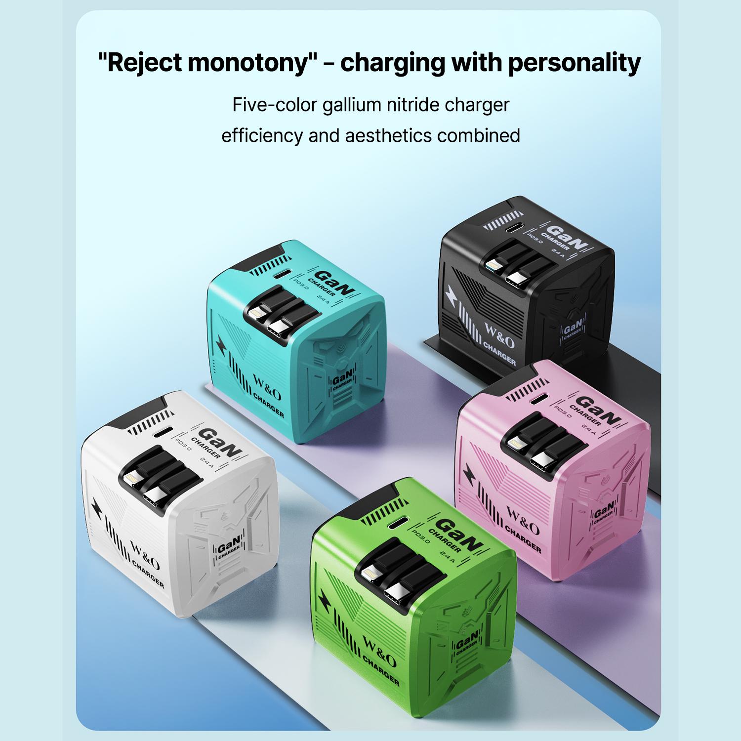 GaN Charger Compatible with 120W Fast Charger with Retractable Type-c and Lighting Cable,Protable Adaptor for iPhone 16, iPad, MacBook, Multi-Device Fast Charging, Folding Charging Cellphone Electronic