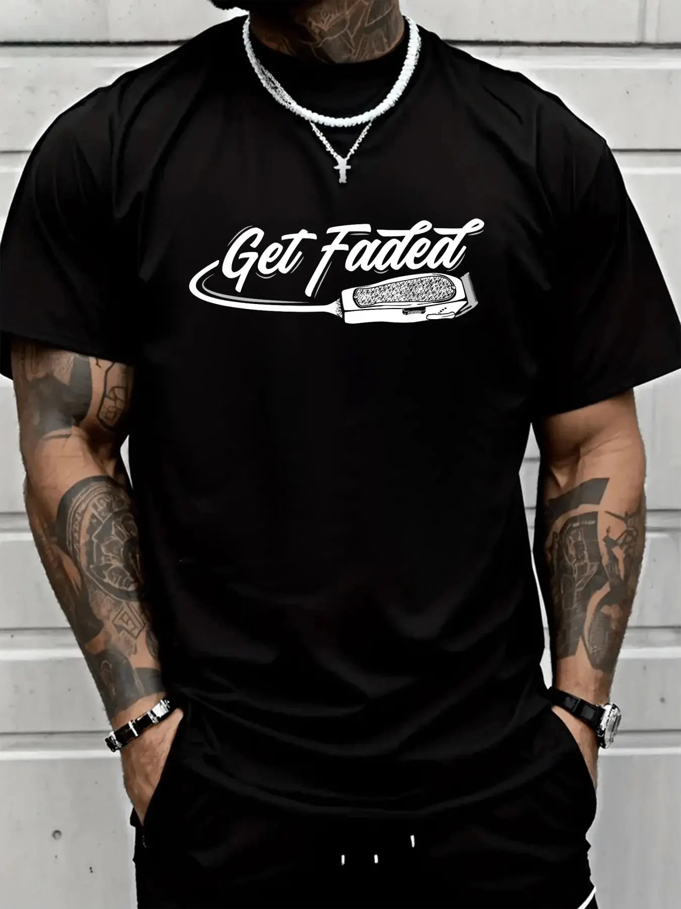 Men's 100% Cotton Short-Sleeve Loose Barber T-Shirt - Unisex Menswear Tops for Dad Hairstylist Lovers, Breathable, Comfortable Spring & Summer Essential, Shortsleeve, Loose Fit, Casual