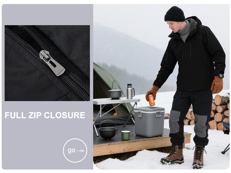 【Plus Size】Men's Winter Coats Waterproof Ski Snow Jacket Warm Fleece Jacket Parka Raincoats With Multi-Pockets Hooded Windproof Windbreaker Outdoor Fit Type Sports Outerwear【Plus Size,S-XXXXL】