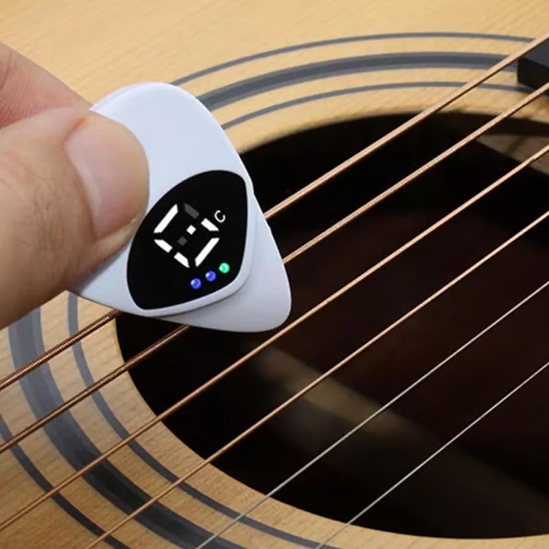 Portable 2-in-1 Guitar Pick & Tuner with LCD Display - Compact and Universal for Strings Instruments