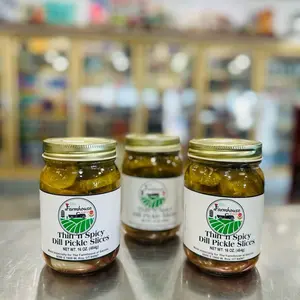 The Farmhouse at Saccos Thin N Spicy Dill Pickle Slices 16 oz Jar Pickled