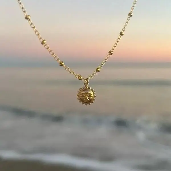 dainty 14k gold filled sunshine necklace, celestial necklace, sun jewelry