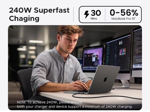 UGREEN USB C to USB C Cable 240W USB4 Gen4 80Gbps Premium 17K Dual 8K Triple 4K Display PD3.1 Type C Fast Charging Compatible with USB C Monitors, MacBook, iPad, iPhone 17/16/15, 3.3FT