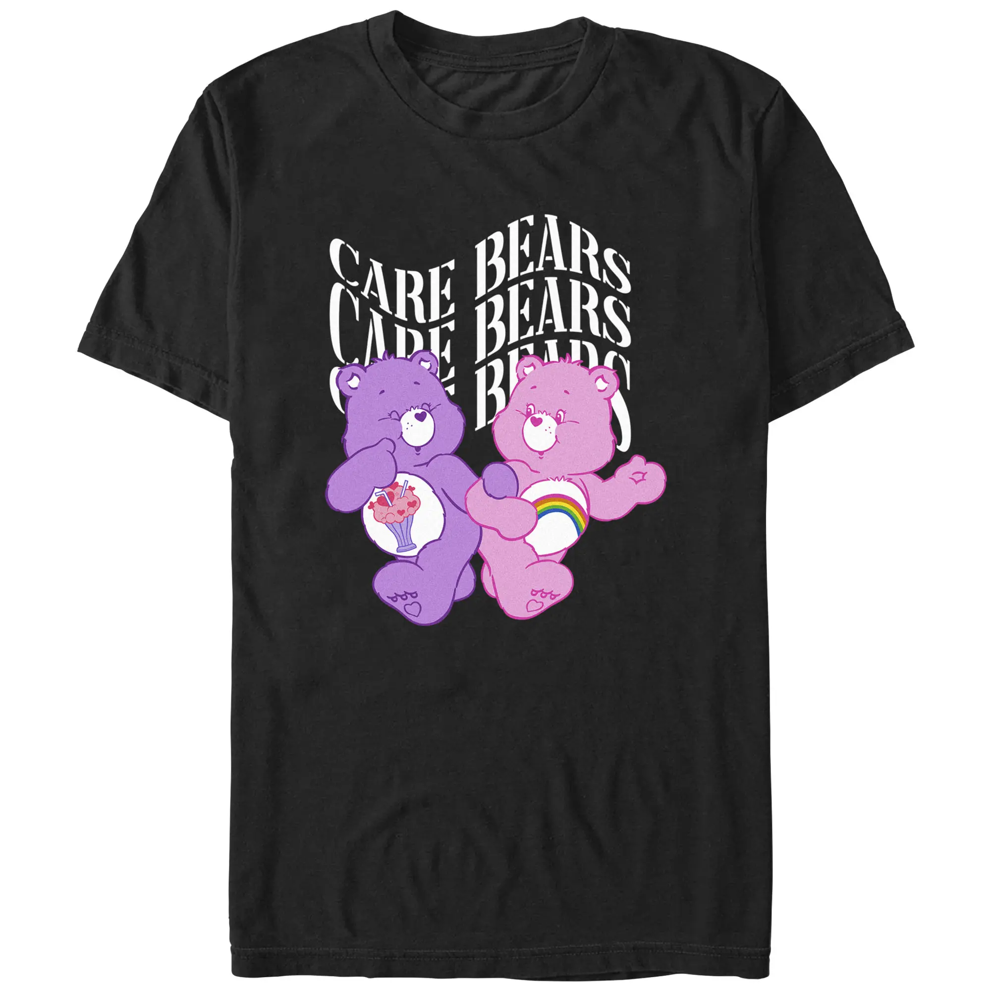 Care Bears Men's Graphic T-Shirt Officially Licensed Casual Everyday Tee with Cute Cheer Bear & Share Bear Cartoon Print, Soft Comfortable Apparel for Fans, Printed in USA