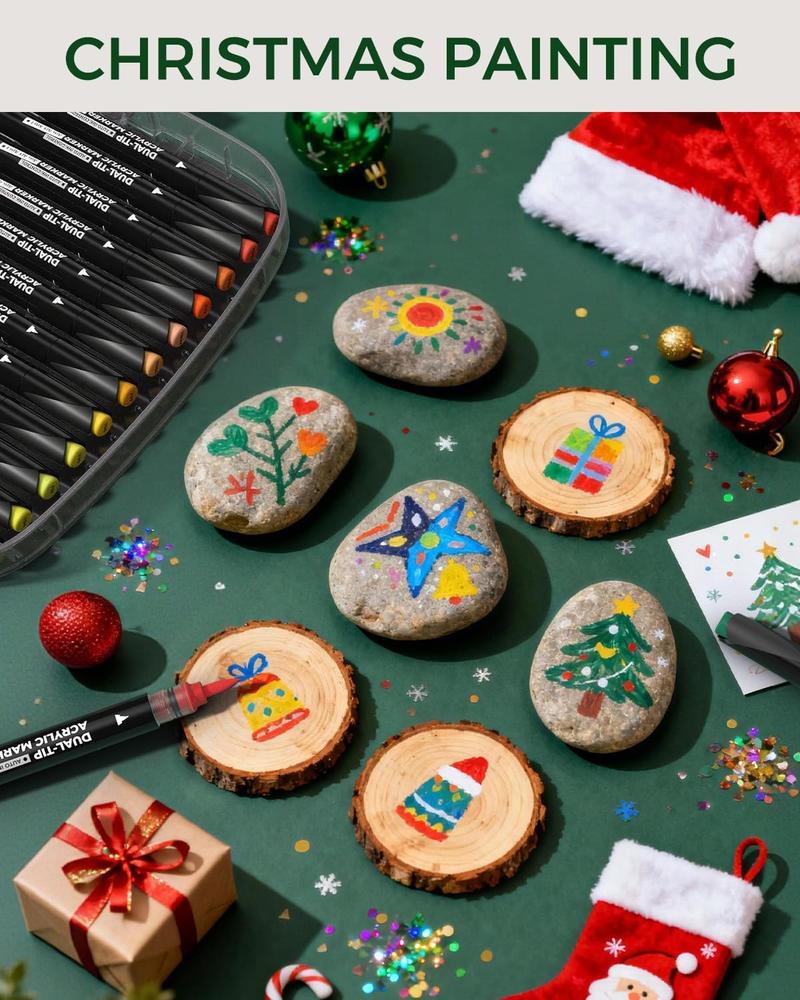 [JusArt] 60/36 Colors Dual Tip with Broad Tip and Brush Tip Pens, Automatic Ink Control Acrylic Paint Markers, Premium Paint Pens for Various Surfaces, Acrylic Paint Markers, Markers for Coloring, Art Supplies, Acrylic Marker, Coloring Supplies