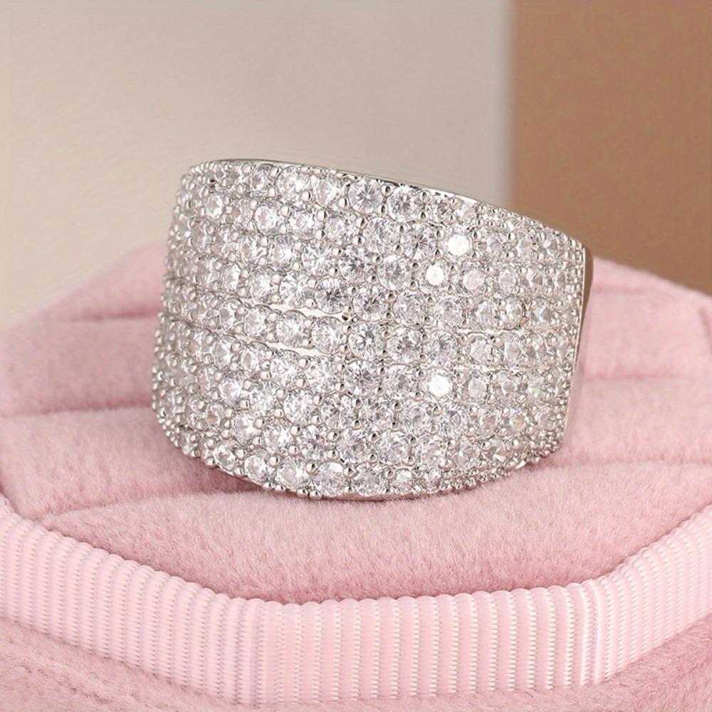 1 Piece Women's Wide Band Statement Ring with Dazzling Synthetic Zirconia Suitable for Proposal Engagement Wedding Daily Party Valentine's Day Christmas Unisex Fashion Accessory