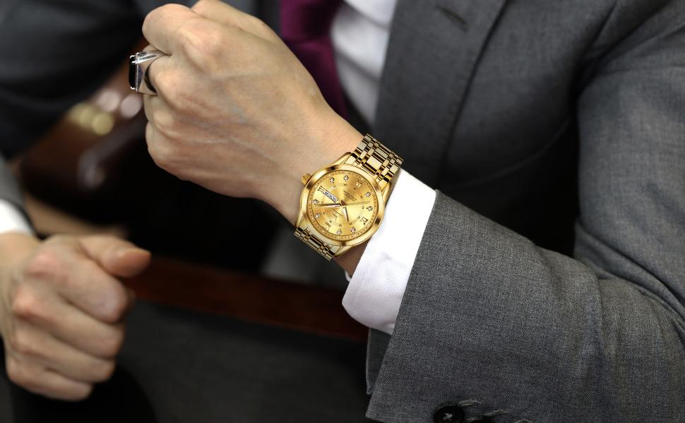 OLEVS Classic Men's Watches Stainless Steel Quartz Analog Date Display Waterproof Business Wristwatch with Luminous Feature OLEVS Classic Men's Watches Stainless Steel Quartz Analog Date Display Waterproof Business Wristwatch with Luminous Feature