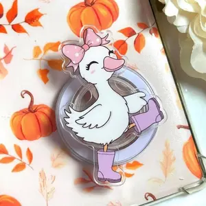 Cute Duck with Pink Bow MagSafe Phone Grip – Magnetic Pop Socket & Kickstand – Cute Animal Phone Accessory