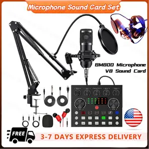 Podcast Set BM800 V8s Professional Audio Condenser Mic Studio Microphone for Karaoke Podcast Recording Live Streaming