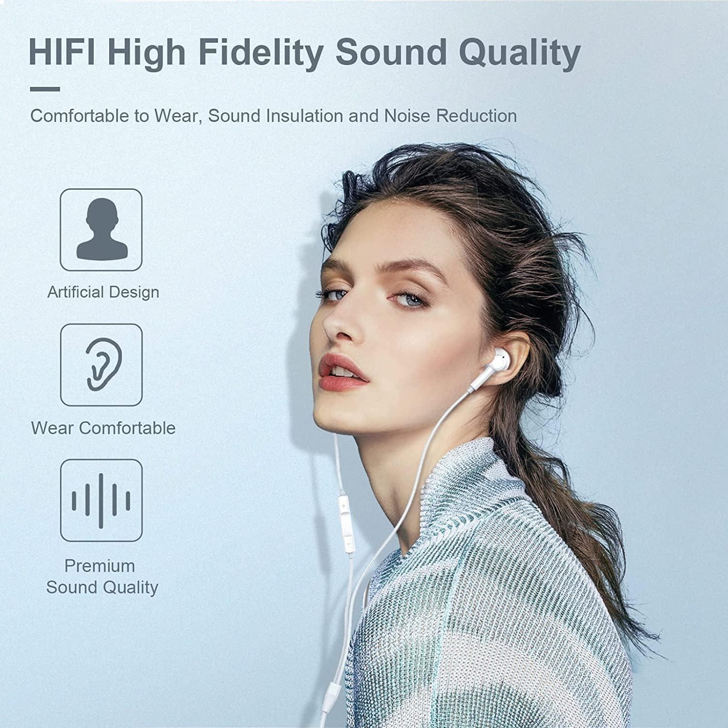 【Plug & Play】 Headphones for iPhone,【No Bluetooth】 Wired Earbuds Earphones with Built-in Microphone Support Volume Control, Compatible with iPhone 14/13/12/11 Pro Max/Xs Max/XR/X/7/8 Plus