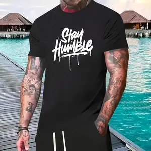 100% Cotton Summer Short-Sleeve Men'S T-Shirt Set With Print Design, Featuring Five-Point Shorts And A Comfortable Round-Neck Sports Outfit In A Two-Piece Set. Golf Gift T-Shirt For Men And Women