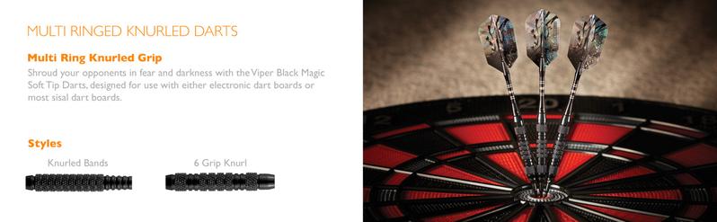 Viper Black Magic Soft Tip Darts 6 Knurled Rings 18 Grams