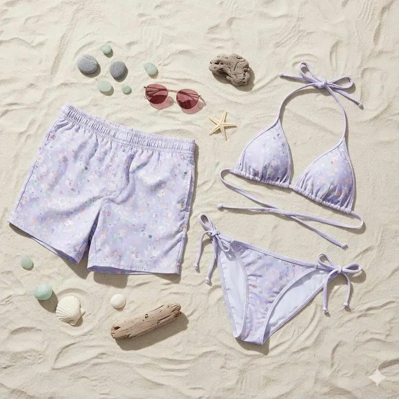 Matching Couple Swimwear Lavender Haze