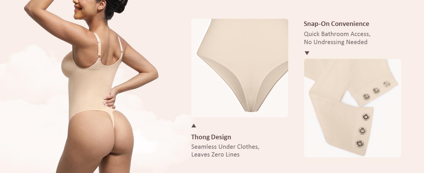 FeelinGirl Seamless Covered Bust Jumpsuit Thong Bodysuit Peach heart collar Fit Womenswear Comfort Shapewear Breathable Comfortable Day Tummy Tuck Garment Shaper Clothes Smooth Zipper Spaghetti Strap new Springtok SpringStatements